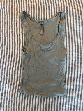 Skims Ribbed Tank Top in Olive Green - Women